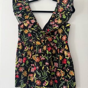kate spade Black Floral Blouse NWT